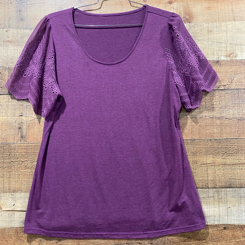 NWOT New Directions by Belk Purple Violet Short Sleeve Scoop Neck Top Size XXL
